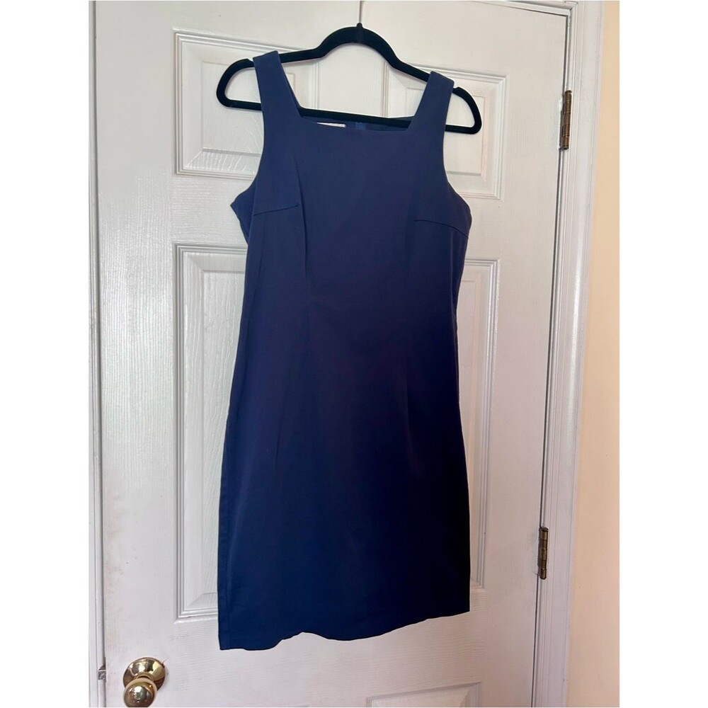 Vintage Byer California Navy Square-Neck Midi Sheath Dress